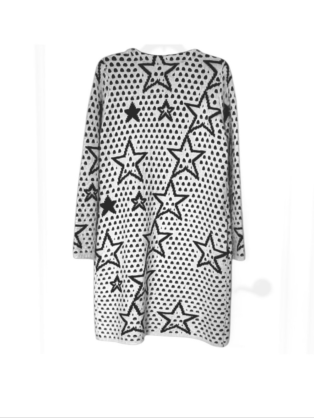Simon Chang Black & White Star Textured Mid-Length Cardigan S - Picture 4 of 10